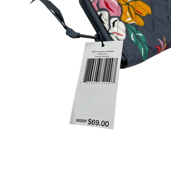 Vera Bradley RFID Tech Gray Coastal Paradise Wristlet New With Tags - Picture 5 of 9